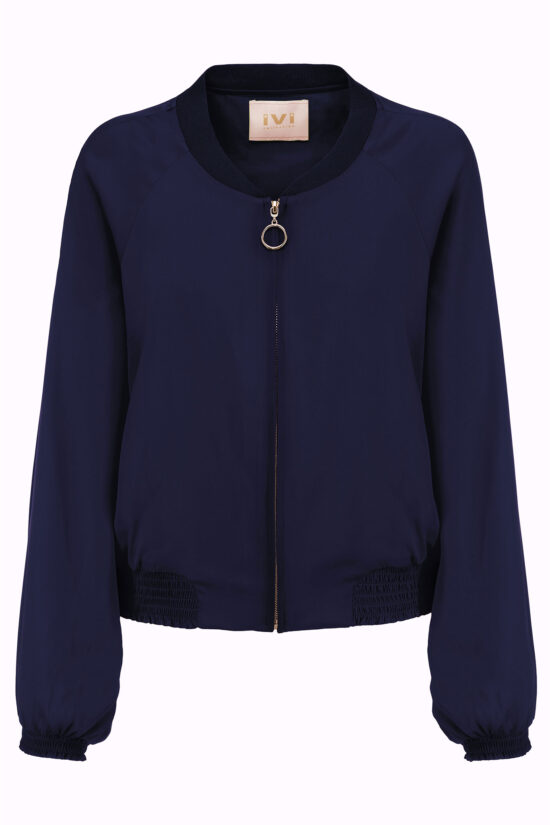 SOLID SILK Silk Blouson navy