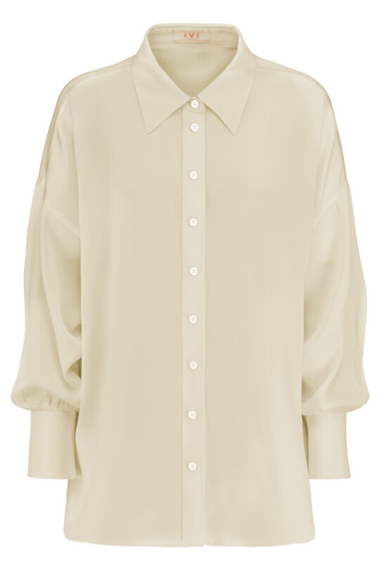 SOLID SILK Tunic in Shirt Blouse Look latte