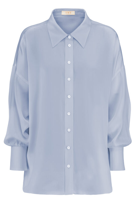 SOLID SILK Tunic in Shirt Blouse Look light sky