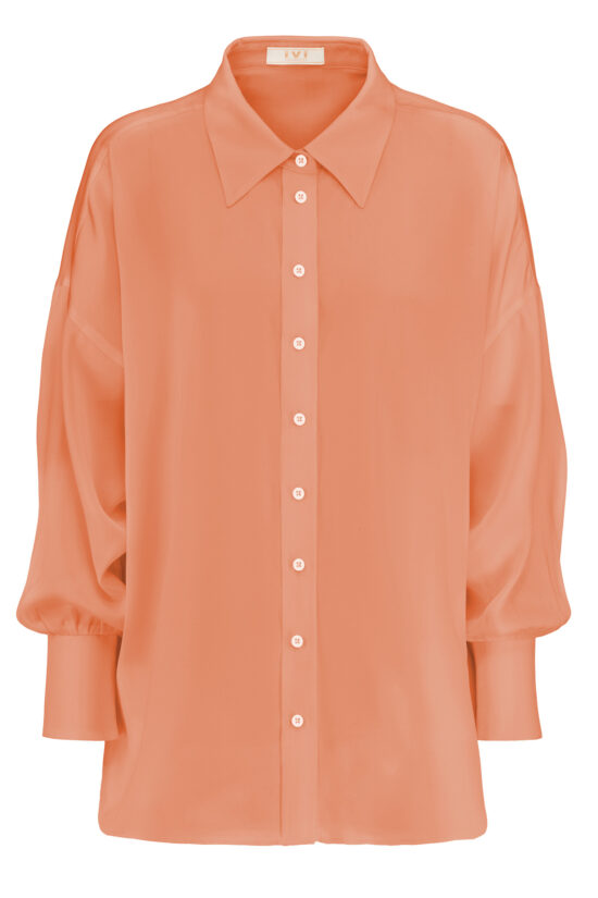 SOLID SILK Tunic in Shirt Blouse Look peach
