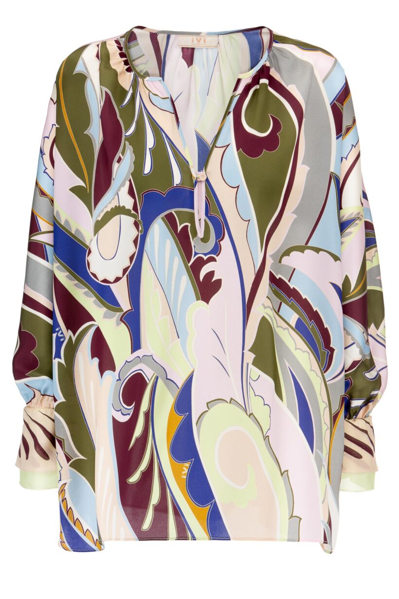 IVI collection LAS VEGAS Seidentunika mit geschwungenem Print in grün