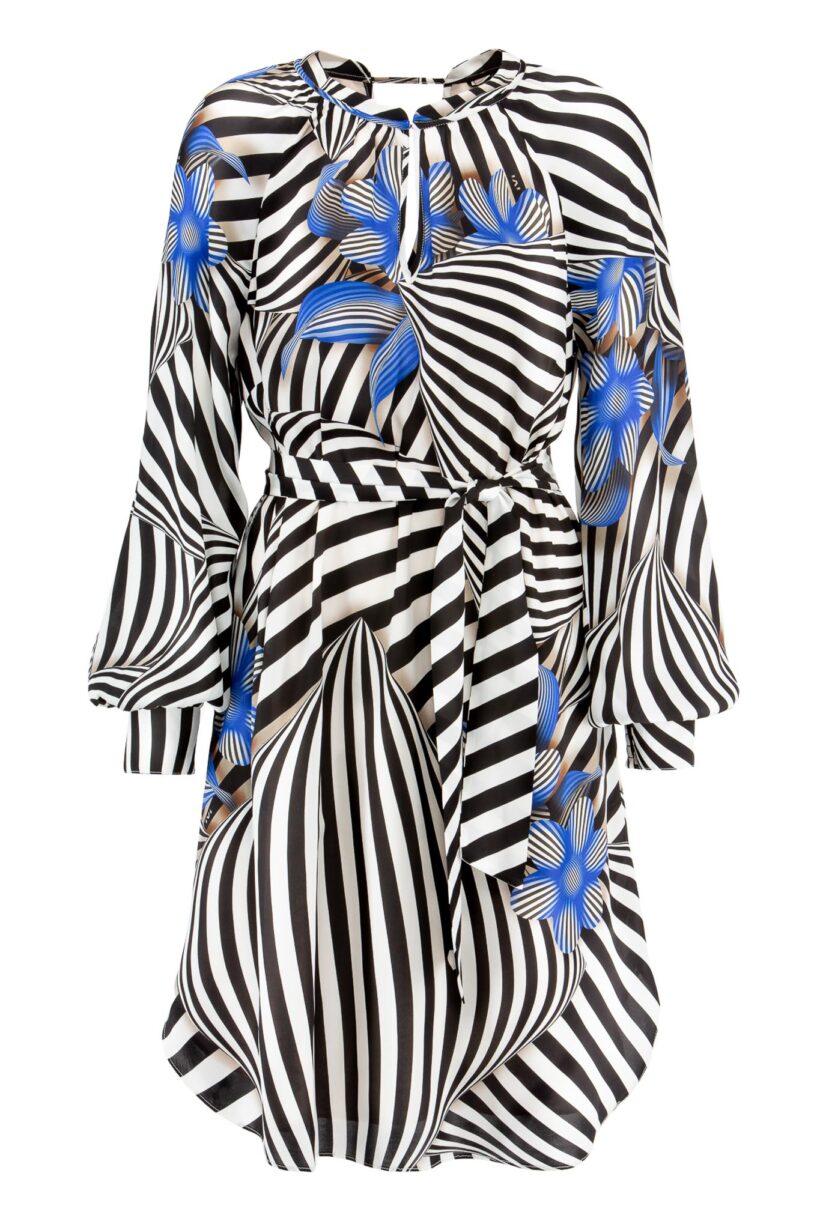 IVI collection FLORAL ILLUSION Minikleid aus Seide mit grafischem Print in den Farben schwarz