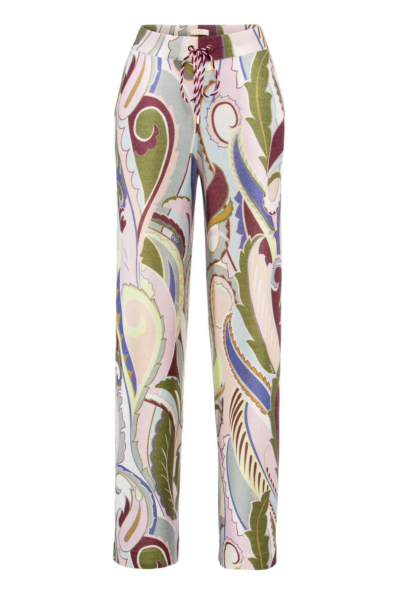 IVI collection LAS VEGAS gestrickte Hose mit geradem Bein aus softer Merinowolle mit Muster-Print in grün