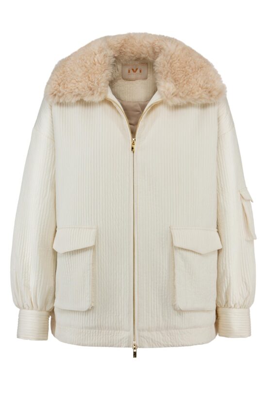 IVI collection OUTERWEAR Pilotenjacke im lässigen Oversize-Fit aus strukturierten Effektstoff. Mit goldenem Reißverschluss