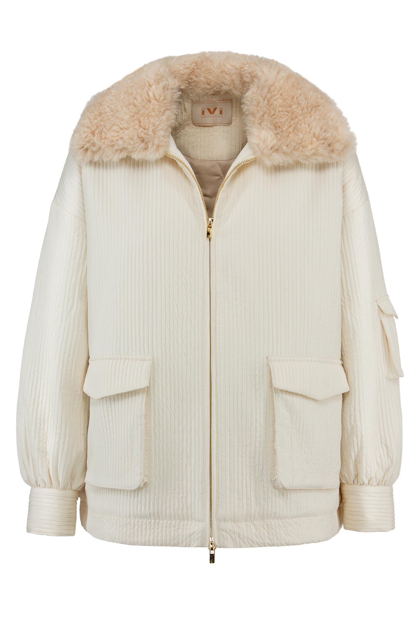 IVI collection OUTERWEAR Pilotenjacke im lässigen Oversize-Fit aus strukturierten Effektstoff. Mit goldenem Reißverschluss