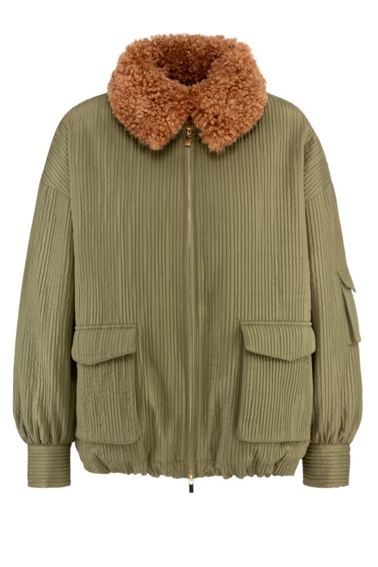 IVI collection OUTERWEAR Pilotenjacke im lässigen Oversize-Fit aus strukturierten Effektstoff. Mit goldenem Reißverschluss