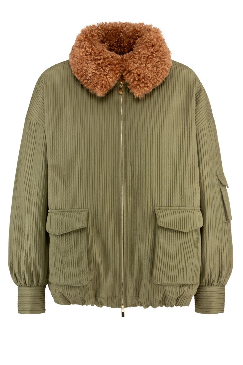 IVI collection OUTERWEAR Pilotenjacke im lässigen Oversize-Fit aus strukturierten Effektstoff. Mit goldenem Reißverschluss