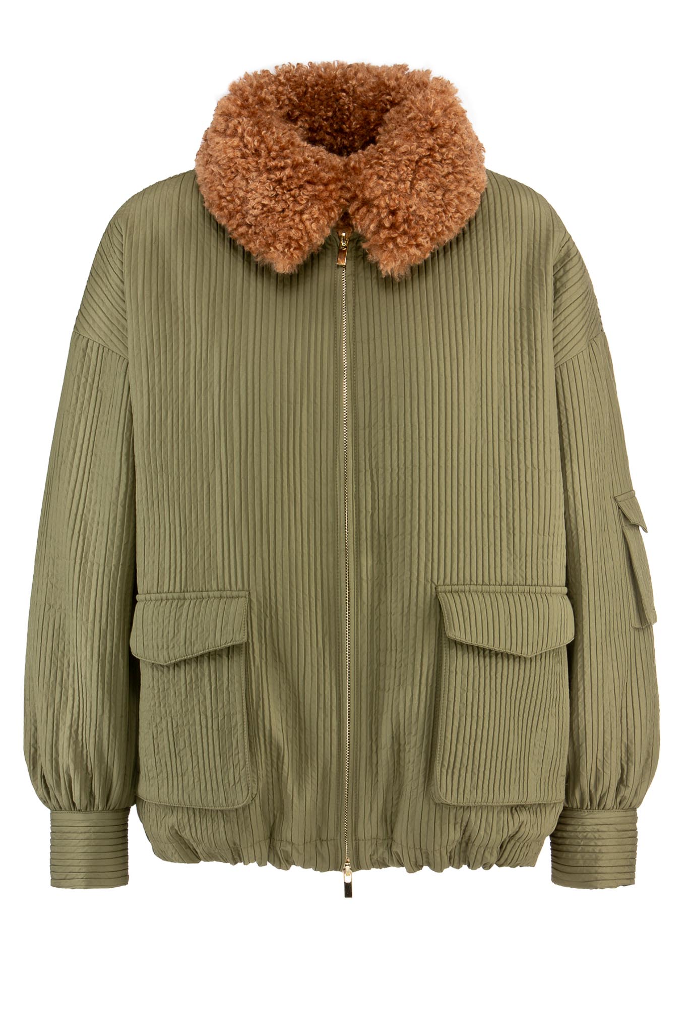 IVI collection OUTERWEAR Pilotenjacke im lässigen Oversize-Fit aus strukturierten Effektstoff. Mit goldenem Reißverschluss