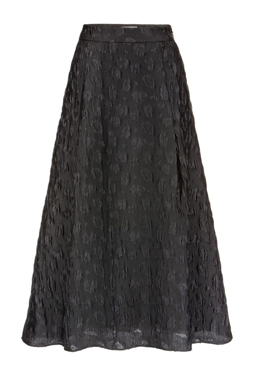 IVI collection JACQUARD Midirock mit ausgestellter Silhouette in der Farbe schwarz aus der Resort25 Kollektion.