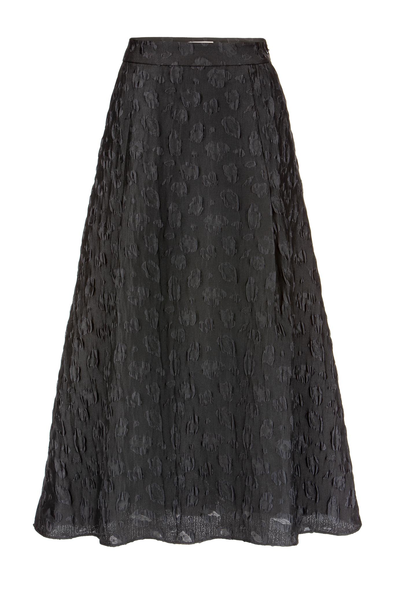 IVI collection JACQUARD Midirock mit ausgestellter Silhouette in der Farbe schwarz aus der Resort25 Kollektion. IVI collection JACQUARD midi skirt with a flared silhouette in black from the Resort25 collection.