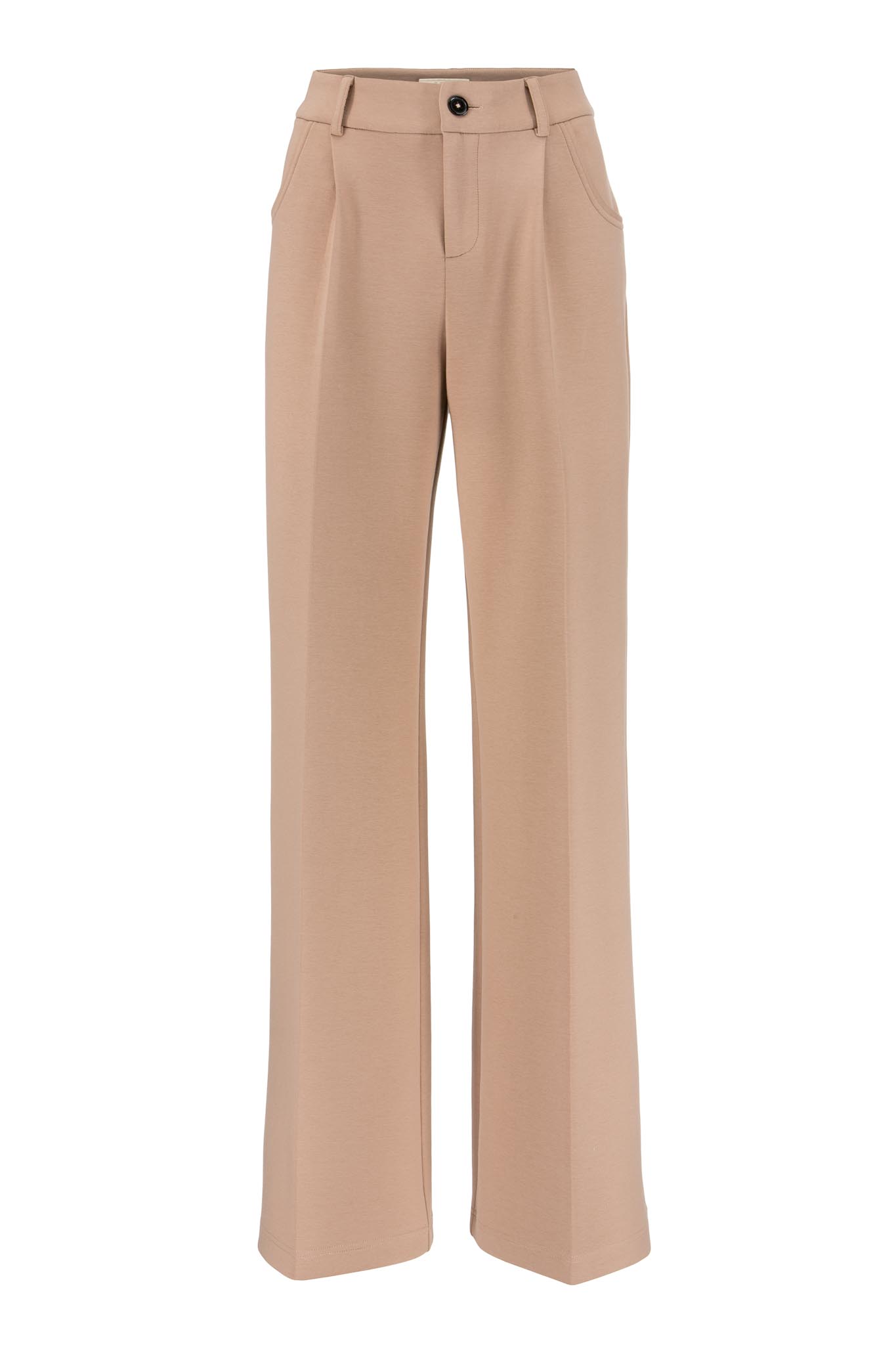 IVI collection SOLID JERSEY hochwertige Buntfaltenhose in den Farben taupe aus der Resort25 Kollektion. IVI collection SOLID JERSEY high-quality pleated trousers in taupe from the Resort25 collection.