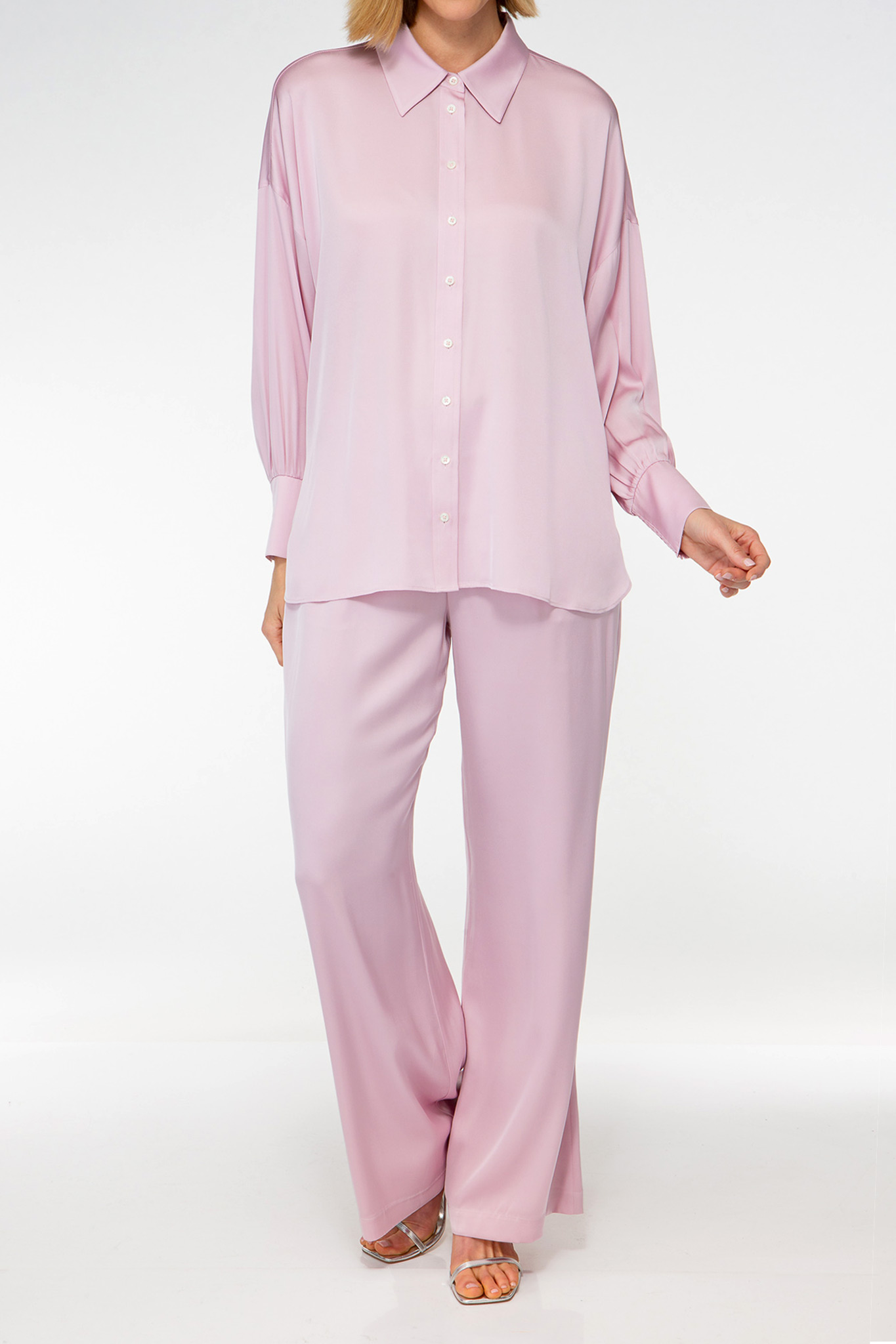 IVI collection rose longsleeve shirt with buttons down the front made from silk from aw24 collection