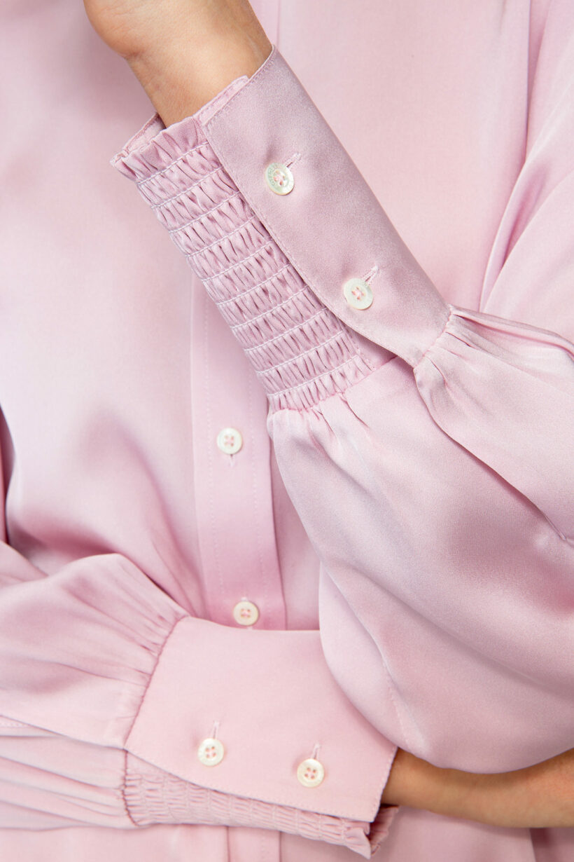 IVI collection rose longsleeve shirt with buttons down the front made from silk from aw24 collection