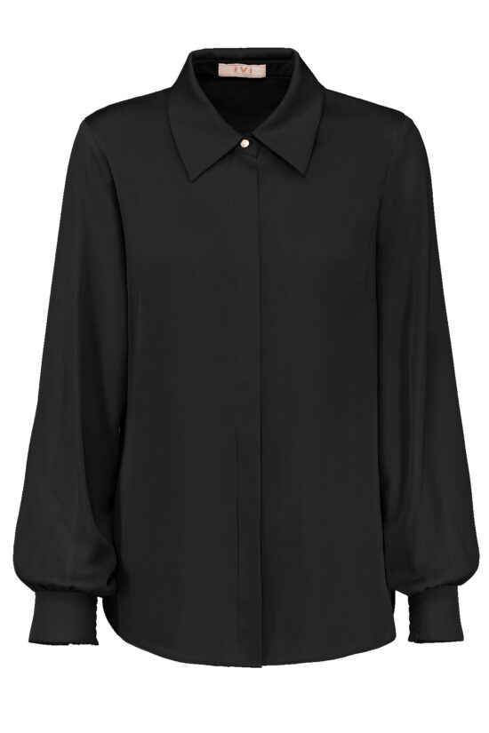 SOLID SILK Classic Shirt Blouse black
