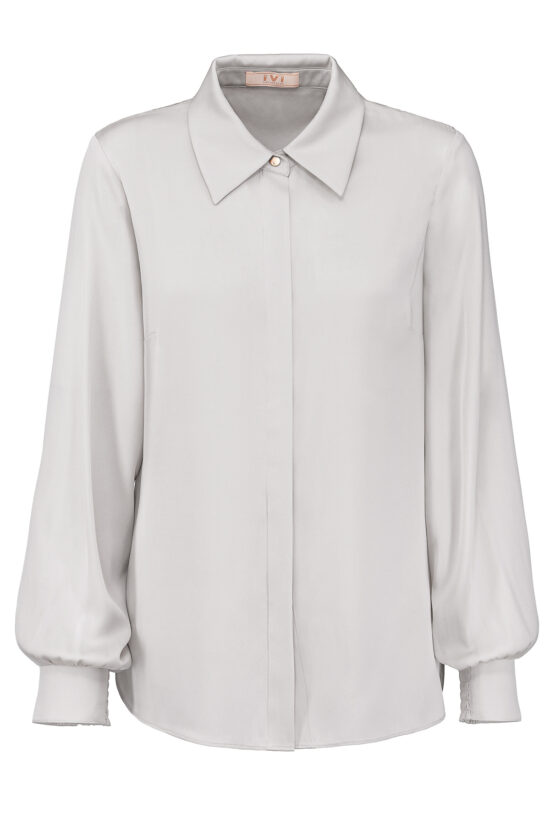 SOLID SILK Classic Shirt Blouse silver