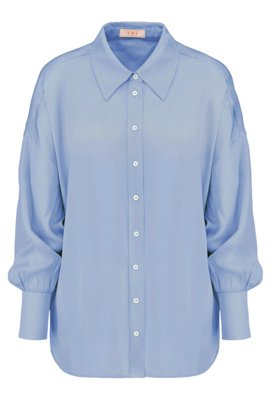SOLID SILK Tunic in Shirt Blouse Look blue