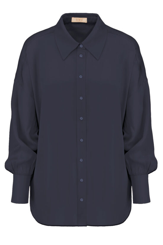 SOLID SILK Tunic in Shirt Blouse Look midnight