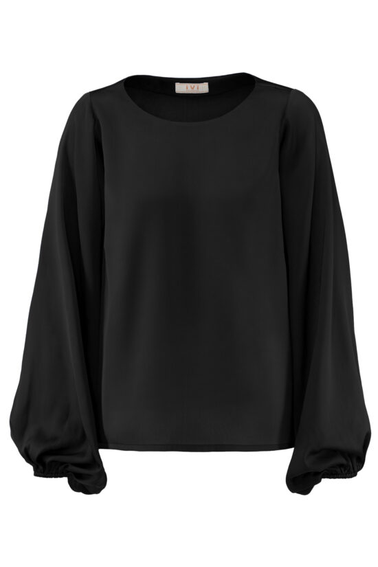 SOLID SILK Cropped Blouse black