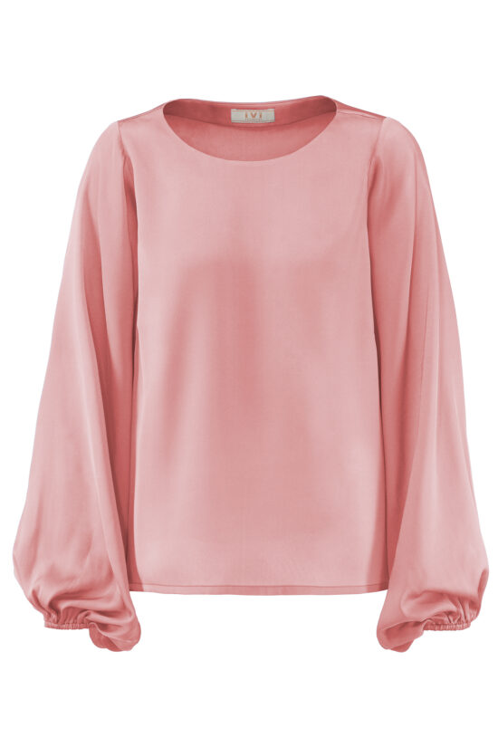 SOLID SILK Cropped Blouse light raspberry