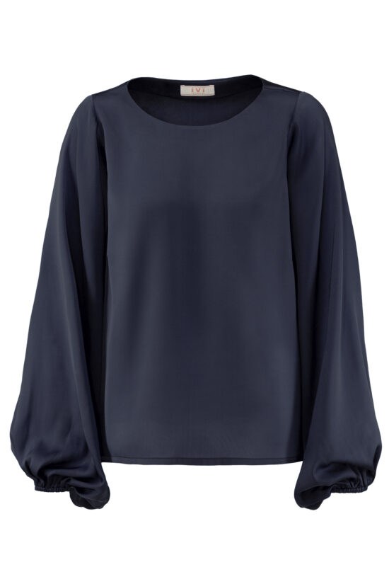 SOLID SILK Cropped Blouse midnight