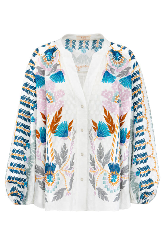 MOSAIC FLOWERS Cotton Blouse