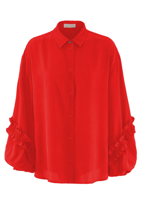 FANCY SILK Shirt Blouse red