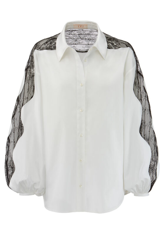LACE Cotton Blouse, white