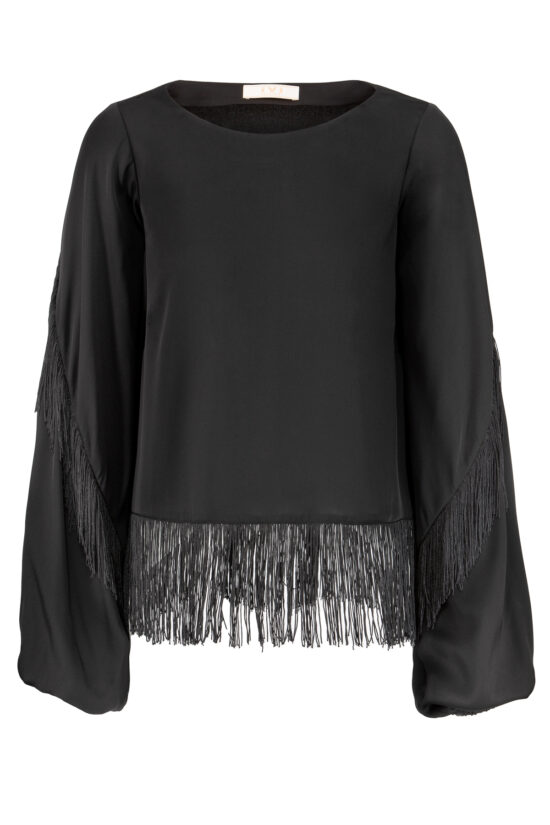 FRINGES Silk Blouse black