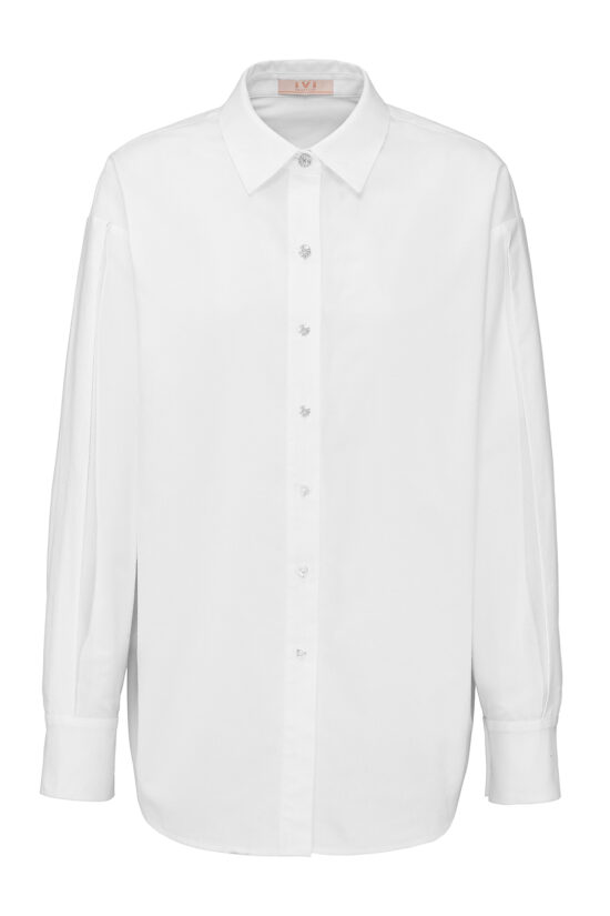 CRYSTAL COTTON Shirt Blouse, white
