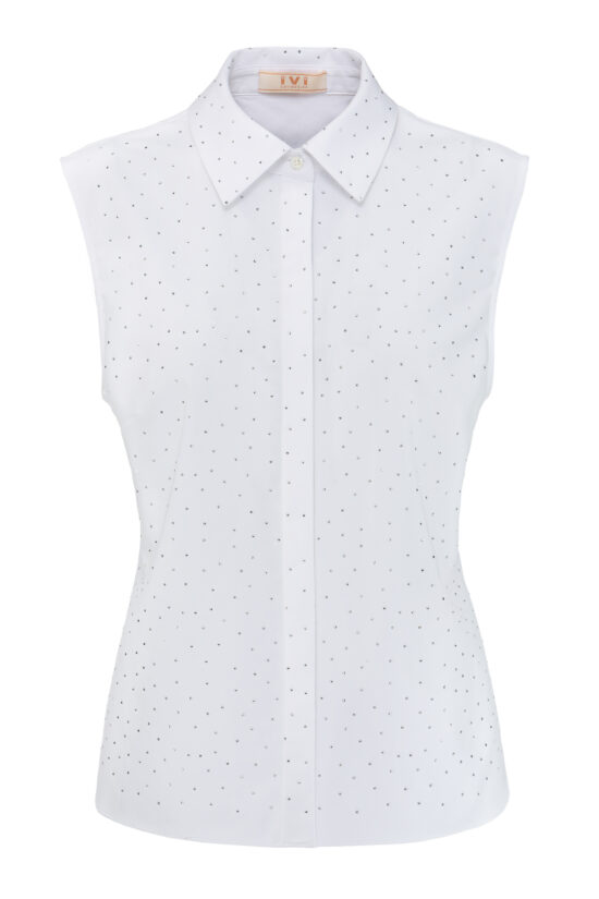 SPARKLING COTTON Sleeveless Blouse, white