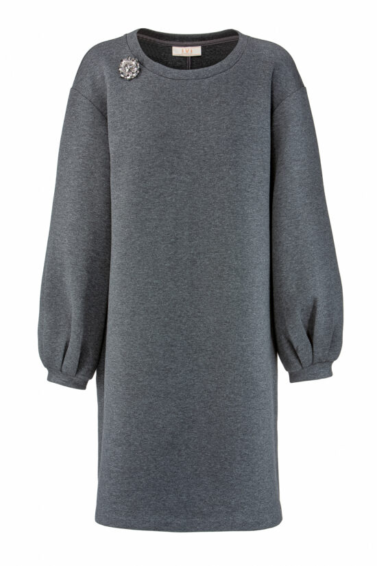 SOLID JERSEY Short Dress, anthracite