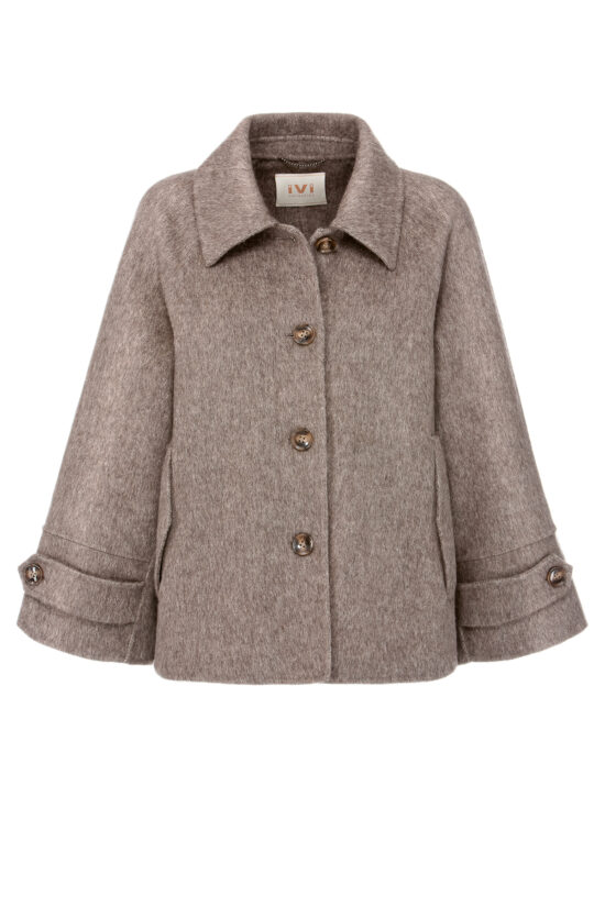 WOOL Jacket with camel hair, brown