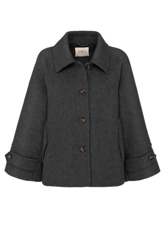 WOOL Jacket with camel hair, anthracite