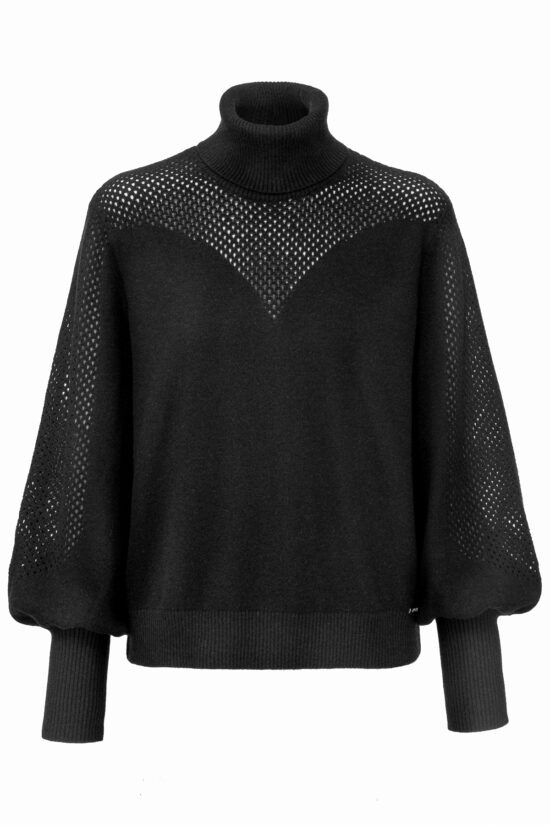 AJOUR KNIT Pullover, black